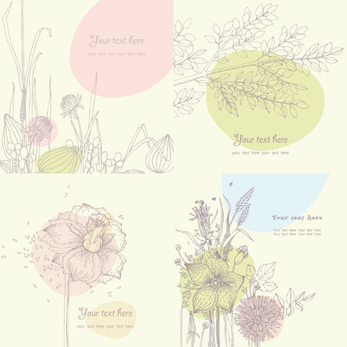 free vector Floral vector line drawing
